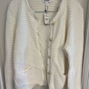Express Women's Cream Waffle Knit Cardigan